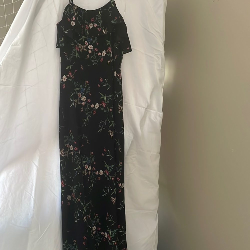 Summer dress black floral full length